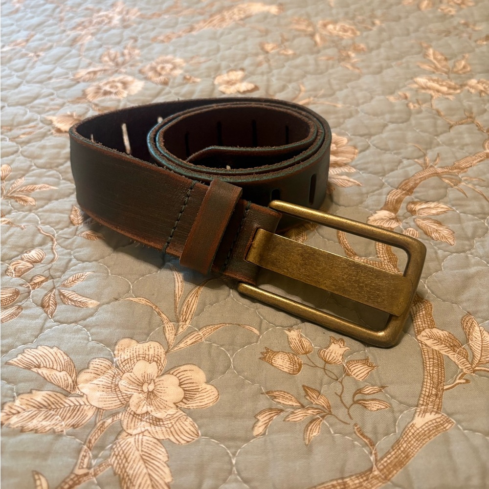 Free People We the Free Jona Belt Leather, Size M, Green with Brown